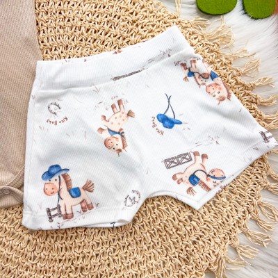 Conj. Body Cowboy e Bermuda Cavalinhos - Areia e Off White